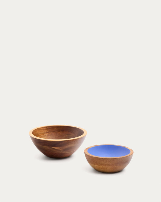 Zairin set of 2 multicoloured FSC 100% acacia wood bowls