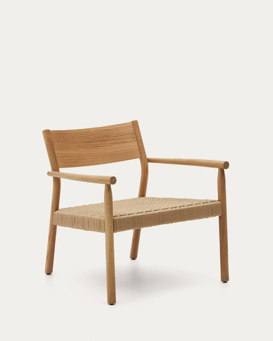 Yalia armchair in solid oak wood with natural finish and paper rope seat FSC Mix Credit