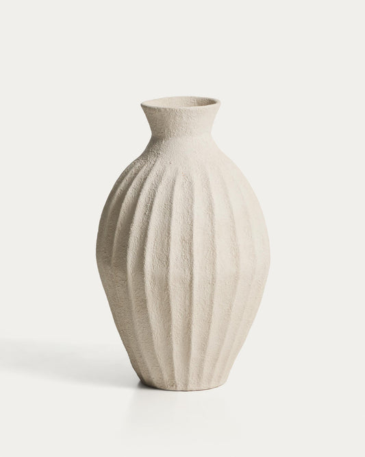 Arquena beige papier-mâché vase 67cm