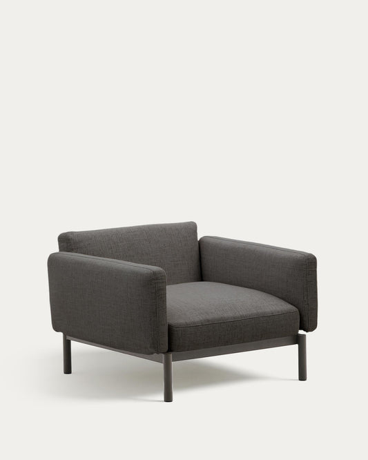 Sorells modular outdoor armchair in aluminium with a grey finish