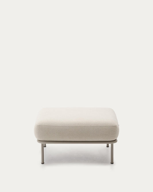 Aurum ecru chenille footrest with matte beige metal base 85 x 85cm FSC Mix Credit