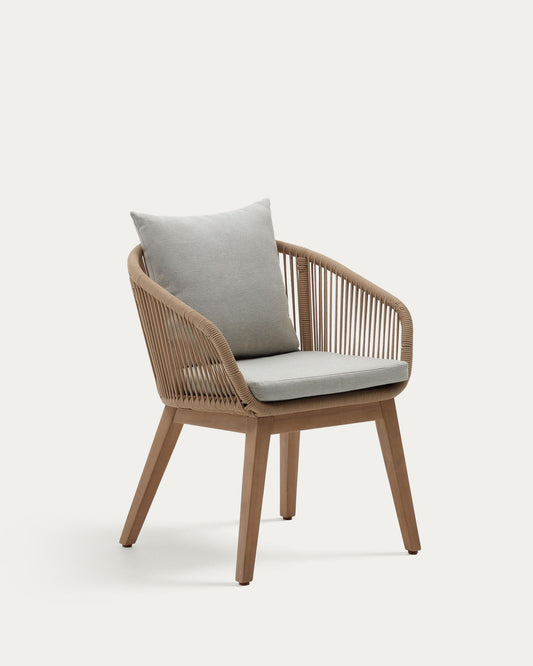 Portalo chair in beige cord with solid acacia wood legs