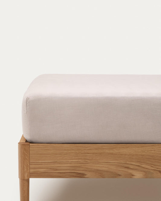 Simmel grey linen blend adjustable bottom sheet for 90 cm bed
