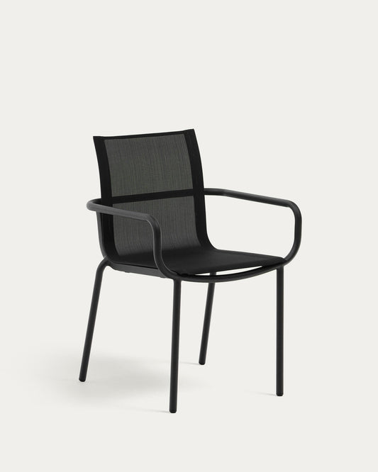 Galdana stackable outdoor chair in aluminium with dark grey painted finish