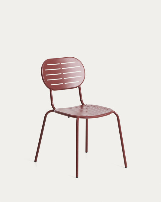 Brai stackable outdoor chair in burgundy galvanised steel