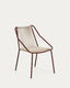 Zivia stackable outdoor chair in ecru rope cord and burgundy galvanised steel
