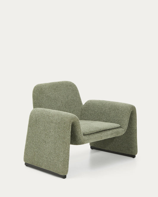 Melvia green chenille armchair