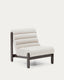 Magira armchair in white bouclé and solid oak wood with a dark finish