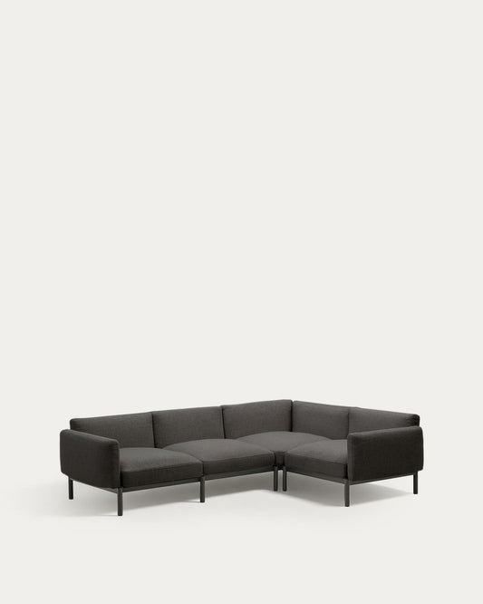 Sorells modular 5-seater outdoor corner sofa in aluminium with grey finish 276 x 191,5 cm