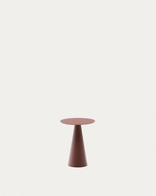 Wilshire  side table with frosted tempered glass and matt terracotta painted steel finish Ø30cm