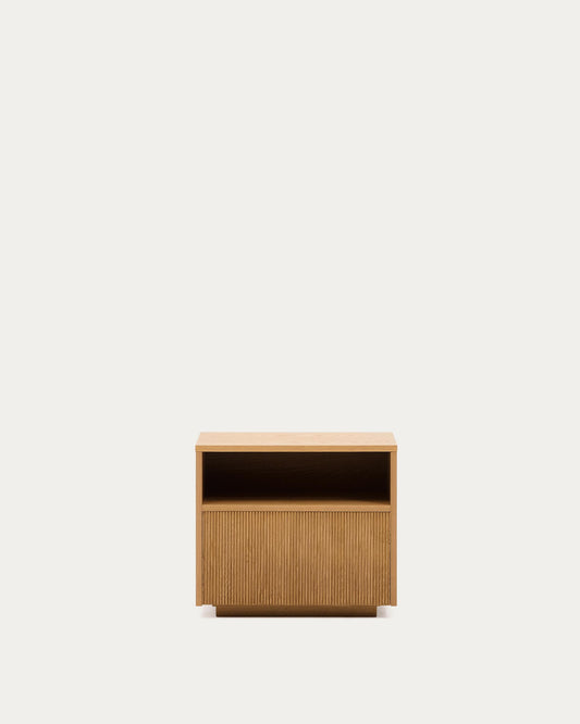 Helvine bedside table with 1 drawer in oak veneer, 60 x 52 cm FSC 100%