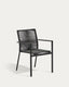 Culip stackable outdoor chair in aluminium and cord in grey