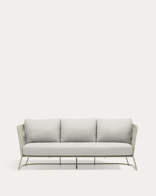 Saconca outdoor 3-seater sofa in rope cord and grey galvanised steel 189 cm