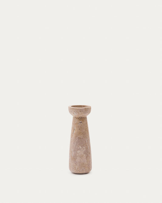Magan large beige travertine candle holder