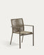 Culip stackable outdoor chair in aluminium and cord in brown