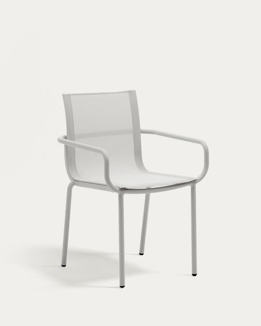 Galdana stackable outdoor chair in aluminium with light grey painted finish