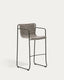 Maurina stool in green galvanised steel and ecru and grey rope cord 74,5cm