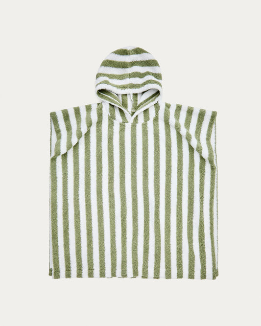 Nuni cotton poncho towel with white and green stripes size 2/3 years