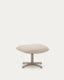 Teryl swivel footrest in beige chenille and metal with a grey finish FSC™ 100%.