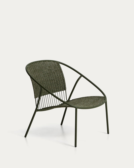 Atrani stackable armchair in galvanized steel and green rope