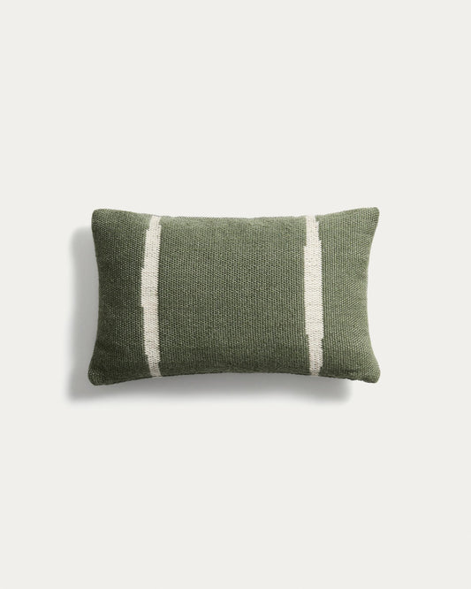 Daila green 100% PET jacquard cushion cover with Ikat graphic 30 x 50cm
