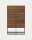 Vedrana 4 door tall sideboard in walnut veneer with steel legs, 97.5 x 160 cm