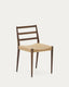 Analy chair in solid oak wood with walnut finish and rope seat FSC Mix Credit
