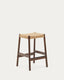 Yalia stool in solid oak wood with walnut finish and rope seat, height 65 cm, FSC Mix Credit