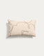 Dibel ecru cotton cushion cover with green embroidery detail 30 x 50cm
