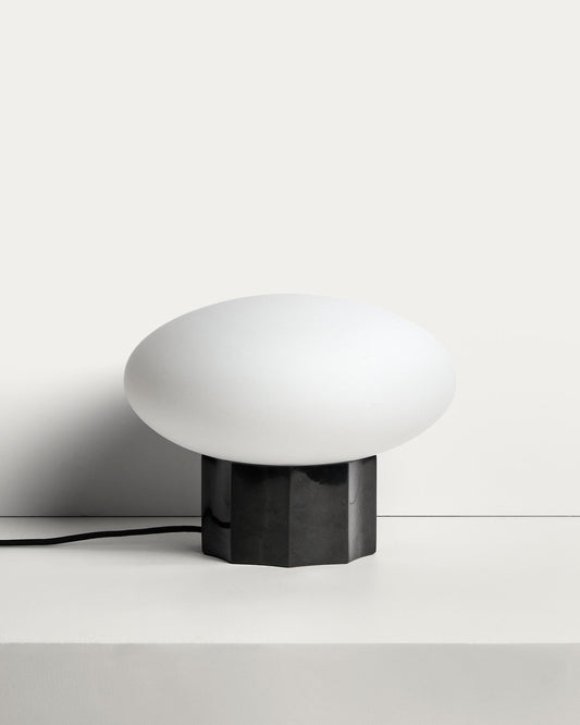 Idela table lamp in smoked glass and black marble Ø26 cm