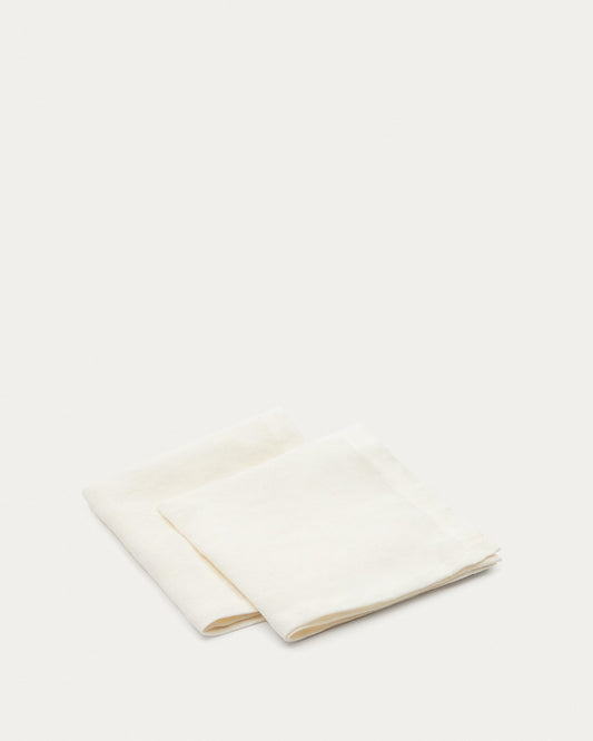 Pals de 2 serviettes, 100% white linen