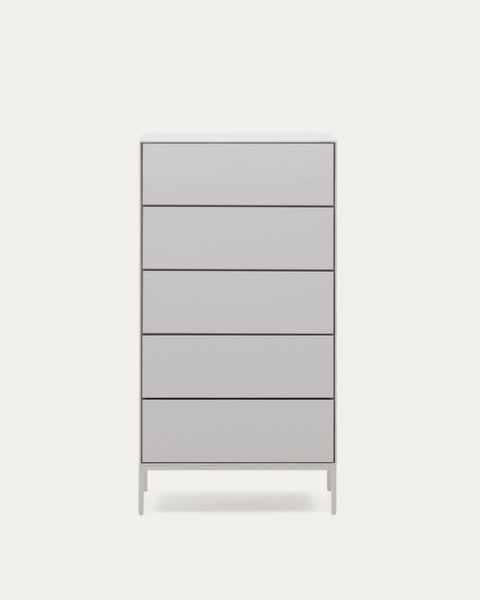 Vedrana 5-drawer chest of drawers white lacquered MDF 60 x 114 cm