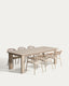 Livorno extendable table set in taupe aluminium with 6 Alimia chairs in taupe aluminium and brown synthetic rope cord 233 (350) x 100cm