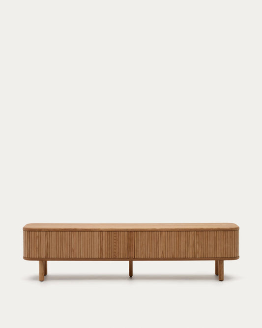 Mailen 2 door TV stand in ash veneer with a natural finish 200 x 50 cm