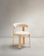Granite fire-retardant chair in beige chenille and solid ash wood with natural-coloured finish FSC 100%