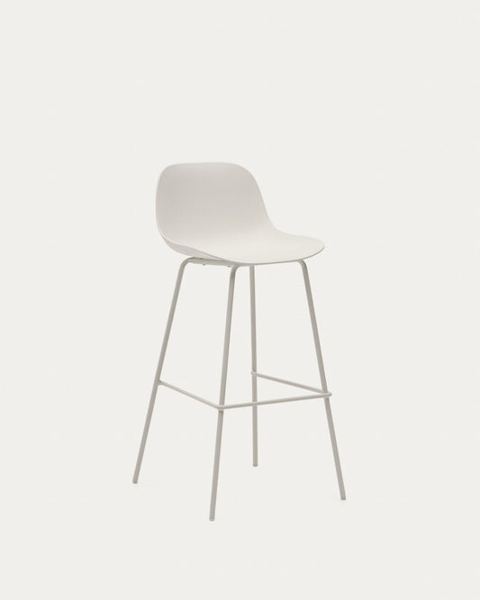 Altea beige stool with beige-finished steel legs 75 cm
