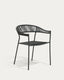 Futadera stackable outdoor chair in grey synthetic cord and grey painted steel
