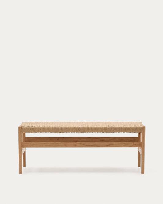 Zaide bench in solid oak wood with natural finish and rope seat, 120 cm, FSC Mix Credit