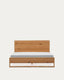 Alguema bed in oak veneer with natural finish for 160 x 200cm mattress