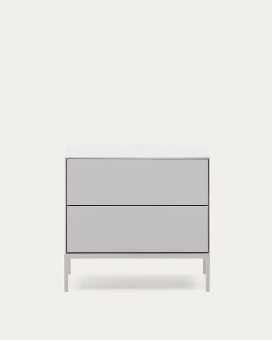 Vedrana two-drawer bedside table white lacquered MDF 60 x 55 cm