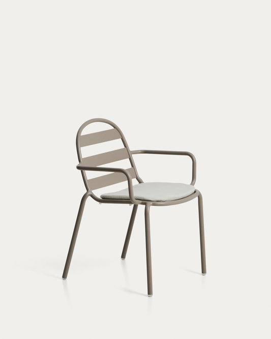 Joncols stackable outdoor chair in aluminium with taupe painted finish