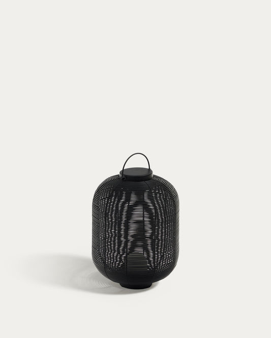 Saranella portable table lamp in black polyrattan