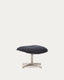 Teryl swivel footrest in blue chenille and metal with a grey finish FSC™ 100%.