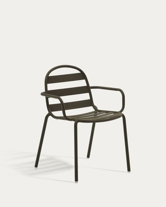Joncols stackable outdoor chair in aluminium with green painted finish