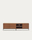Vedrana 3-door TV stand in walnut veneer with black steel legs, 195 x 55 cm