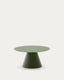 Wilshire coffee table with frosted tempered glass and matt green painted steel finish Ø80cm