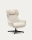 Zalina swivel armchair in white bouclé and steel with black finish FSC 100%