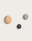 Nadue set of 3 solid beech wood wall hooks with natural, grey, and black finishes