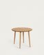 Oqui extendable round table in MDF oak veneer and solid wood legs, 90 (170) x 90 cm