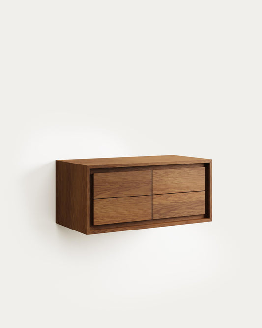 Kenta bathroom furniture in solid teak wood with a walnut finish, 90 x 45 cm